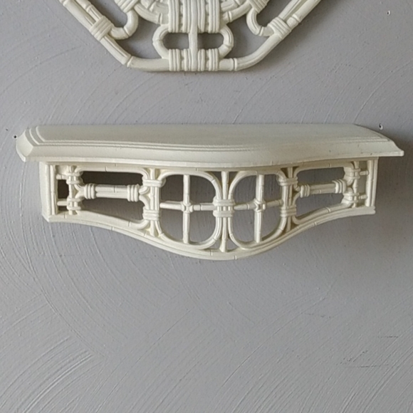 Homco white faux wicker mirror & shelf - Picture 6 of 16